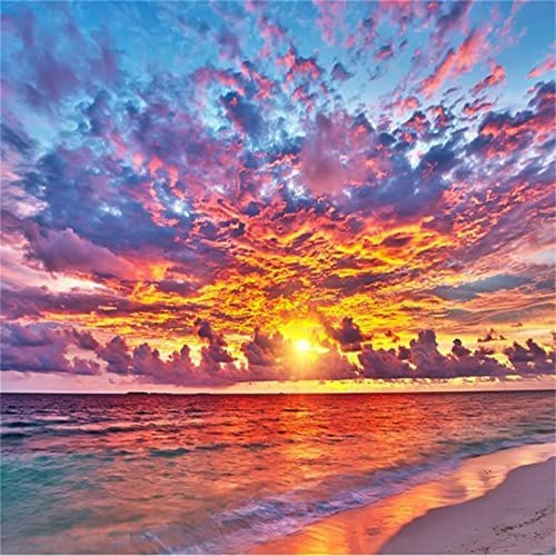 Wandbild Selbstklebende Fototapete 3D Sonnenuntergang Brennende Wolken Schöne Meereslandschaft Kinderzimmer Bar Büro Wohnzimmer Restaurant Bekleidungsgeschäft Flur Hotel 300 (Breite) x 210 (Höhe) cm