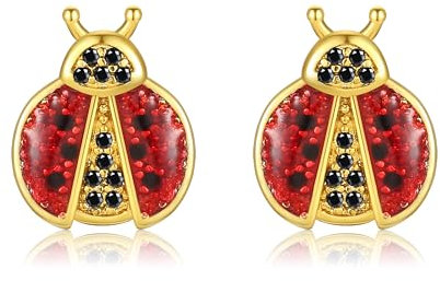 URONE Marienkäfer Ohrringe 925 Silber Marienkäfer Ohrstecker Marienkäfer Schmuck Geschenke für Damen