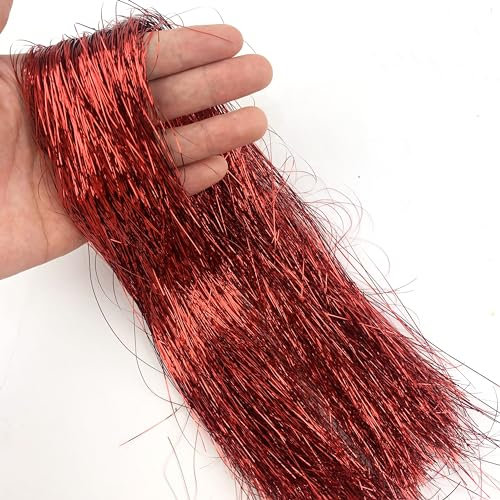 Heyiwell 2000 Stränge schillernde Lametta-Eiszapfen für Weihnachtsbaum, Weihnachten, Geburtstagsparty, Hochzeitsdekorationen, 45,7 cm, Rot