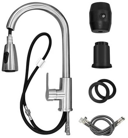 Anttyscar Kitchen Taps with Pull Out Spray - Single Handle Swivel Lever 360 Degree Movable Kitchen Mixer Taps - UK Standard Fittings -304 Stainless Steel Kitchens Tap