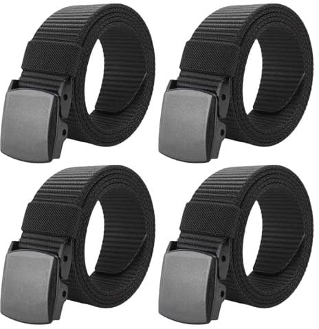 LNSYSNS 4 Stück Flechtgürtel Herren, Gürtel Ohne Löcher Länge 150 cm, Unisex Nylon Gürtel, Keine Metallschnalle, Leicht und Einfach Anzupassen, für den Alltag und zum Wandern