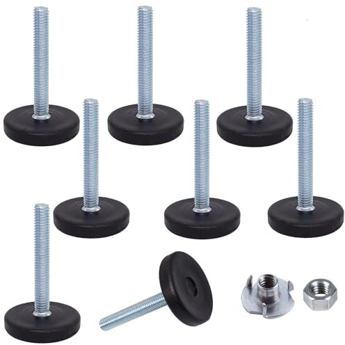 SKIR'CO Möbel-Nivellierfüße, M6 x 40 mm, verstellbare runde Beine, 30 mm Durchmesser, M6-Gewinde-Nivellierfuß (Muttern im Lieferumfang enthalten), 8 Stück