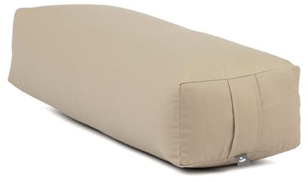 bodhi Yoga Salamba Bolster Eco | Waschbarer Bezug aus 100% Bio-Baumwolle | Yogarolle eckig mit Bio Dinkelfüllung | Yogakissen groß für Restoratives Yoga | Maße: 63,5 x 26,5 x 20,5 cm (light taupe)