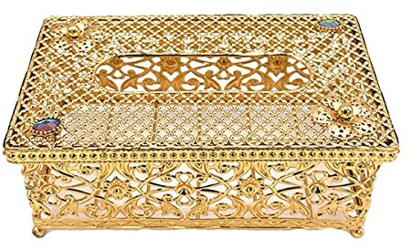 Joyivike Gold Taschentuchbox Abdeckung - Rechteckiger Serviettenhalter Spender | Taschentuchbox Halter Aus Metall | Kosmetiktuchspender Für Kommode, Badezimmer, Restaurant