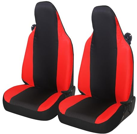 Auto Accessori Lupex Coprisedili auto compatibili con Smart fortwo, 450 451 e 453, 1 2 3 Serie, Tessuto Policotone (Nero - Rosso)