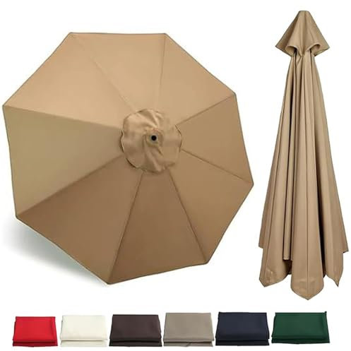 AVSMGP Beige,2.6m/102/6 Arms, Reemplazo De Sombrilla De Tela Resistente Al Agua 260CM 2.7 300CM Reemplazo De Sombrilla para Patio con Varillas De 6/8 para Piscina De Jardín -Solo Toldo