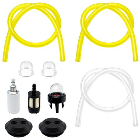 Qiuyan 10 PCS Mower Fuel Lines Set Universal Fuel Line Hose Tube 30 CM, Fuel Tank Seal Grommet Fuel Filters Primer Bulb Pumps for Lawn Mowers, Machine Fitting