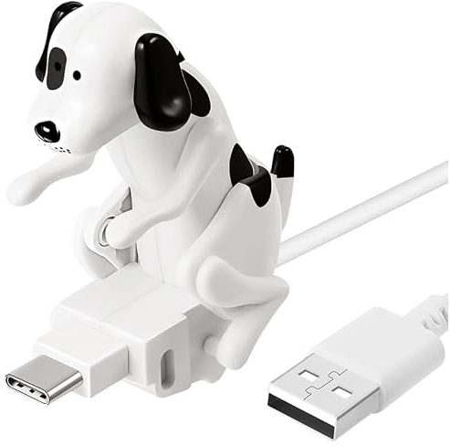 BELLIFFY 2-Pack Dog White Charging Cable Type-C for Bedroom Office | funny dog design, compatible with smartphones, tablets, ideal for bedroom, office, car back seat, durable & tangle-free