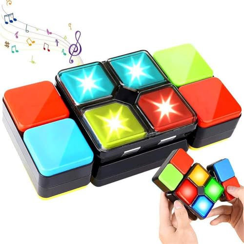 The Magic Toy Shop Magic Cube With 4 Modes, Music & Lights - Electronic Gadgets Brain Teasers For Children, Travel Games For Kids, Educational & Stem Toys, Memory & Puzzle Games