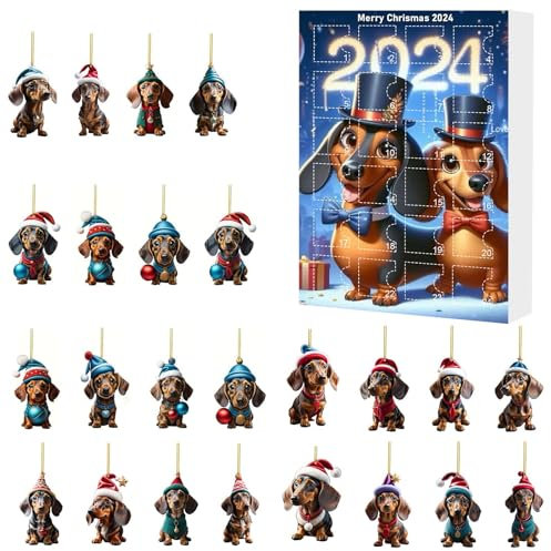 Adventskalender 2024,Ein 24-Tage-Kalender Im Digitalen Format,Lustig 2D Acryl Hunde-Set Weihnachts-Adventskalender Sammlerstück,Christmas Vacation Adventskalender,Weihnachts-Adventskalender für 2024
