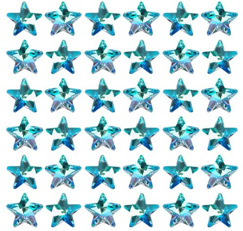 FSSTUD 50 Pcs 14mm Glass Crystal Star Beads AB Color Crystal Pendant Beads Faceted Star Charms Necklace Charms Beads Suncatcher Window Beads with Single Hole for DIY