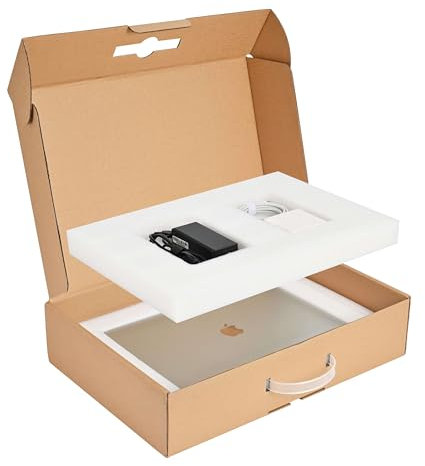 Laptop Shipping Box Secure Mailer Box Laptop Boxes with Foam Protection and Carrying Handle, Fits Laptop Screen Sizes Up to 17.6 Inch