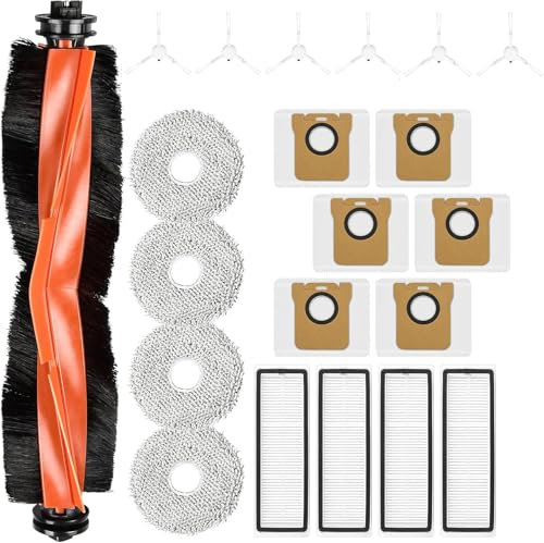 Kit Accessori Ricambi per Xiaomi Robot Vacuum X20+/X10 Plus,per Dreame L10s Ultra/L10 Ultra Robot Aspirapolvere, 1 Spazzola Principale, 6 Spazzole Laterali, 4 Filtro Hepa, 4 Panni Mop, 6 Sacchetti