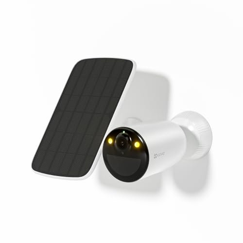 EZVIZ Battery Camera Wireless 4G LTE Cellular Outdoor Color Night Vision, Solar Panel Compatible, CCTV Solar Camera 2K, AI Human Detection, AOV, Two Way Audio, Siren, Alexa Google Control (CB3 4G KIT)