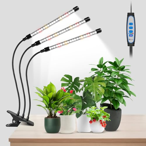 Kullsinss Pflanzenlampe, 6000K Pflanzenlampe LED Vollspektrum, Grow Lampe Pflanzenlicht mit Clip, Wachstumslampen für Zimmerpflanzen, Grow Light mit 5 Stufen Dimmbar, 3 Modi, 6/12/16H Auto Timer