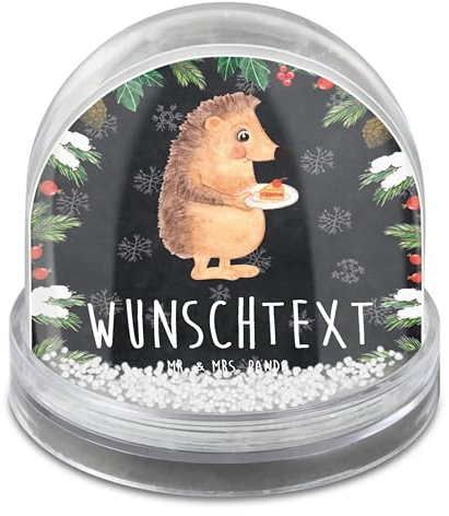 Mr. & Mrs. Panda Personalisierte Schneekugel Igel Kuchenstück - Geschenke, Personalisierbare, Kuchen, Individuelle, Essen Spruch, Gute Laune, Mit Namen, Selbst Gestalten, Backen, Geburtstagskuchen