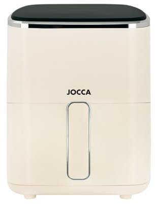 Jocca - Freidora de aire 5 L sin aceite | Pantalla LED táctil | 7 programas automáticos | 1400 W | Temperatura 80–200 °C | Rejilla antiadherente | Color crema