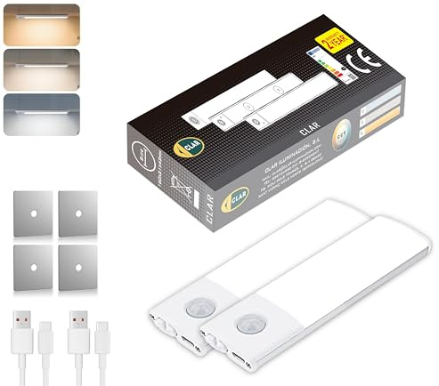 CLAR - Luz LED magnética para cocina y armario, inalámbrica y recargable, 10 cm (Pack 2)