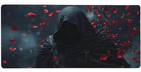 Black Mouse Mat XXL 800 x 400 x 3 mm, Warrior Gaming Mouse Pad with Stitched Edges Anti-Slip Base, Extended Keyboard Mat Improved Precision and Speed, Office Accessories Desk Decor, Gifts for Men-1258