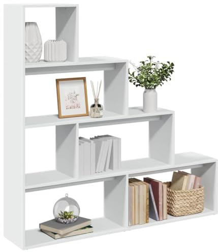 Myheimly Raumteiler-Bücherregal 4 Stufen Weiß 143,5x29x143,5 cm