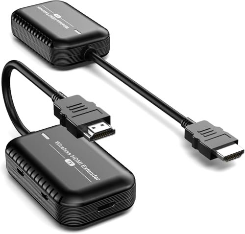 Transmisor HDMI Inalámbrico, Wireless HDMI Transmitter and Receiver Extender 100Ft, Full HD 1080P for Streaming Audio and Video for Computer, PC to HDTV, Projector,Plug & Play