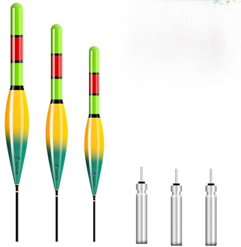 GAOUTO 3 Stück LED Posen Angeln Geeignet, LED Posen Angeln Set, Posen Angeln Smart für Weitwürfe, Hochwertiges Angel Zubehör, LED Schwimmer Angeln mit Batterie Typ CR425