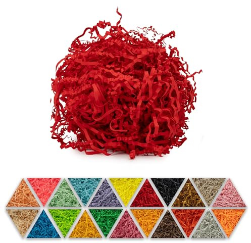 Rot Füllmaterial aus Papier 1kg – biologisch abbaubares Verpackungsmaterial, ideal als dekorative Füllung für Geschenkboxen & Geschenkkörbe sowie als Polstermaterial für Pakete
