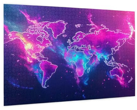 Weltkarte Puzzle 5000 Teile Erwachsene Puzzle Abstrakt Muster Design mit Geschenkbox-Verpackung als Geschenk für Frauen, Anspruchsvolle Familienaktivität für Anfänger, Zimmer Deko 105 x 156 cm -2284y