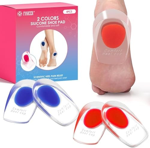 2 Paar Fersensporn Einlagen,Fersenpolster Fersenschutz für Schuhe,Fersenpolster für Schuhe Fersensporn- Achillessehne-Gelkissen für Komfort- orthopädische GeleinlageSoft Gel Einlegesohlen(L:40-45)