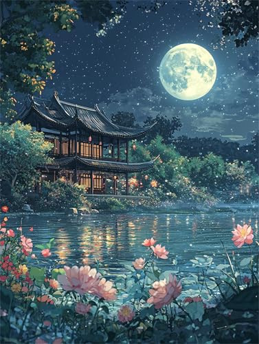 Jigsaw Puzzles 1000 Pieces for Adults, Challenging & Brainteasing Adult Jigsaw Puzzles 1000 pieces, Difficult Puzzles, For Men/Women Moon Architectural Plants