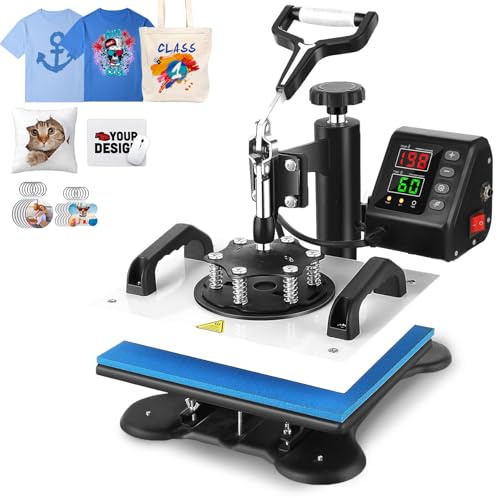 Transferpresse T-Shirt Sublimationspresse Schwenkbare Druck plotter pressen Heizpresse Digitale Wärmepresse Heat Press Heißpresse DIY für T-Shirt, Tasche, Matten, Weiß
