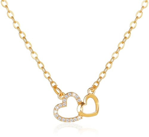 KFRS Interlock Heart Silver Pendant Necklace Dainty Infinity Eternity Love Choker Necklaces Cute Initial Heart Adjustable Chain Necklace Clavicle Chain Girlfriend