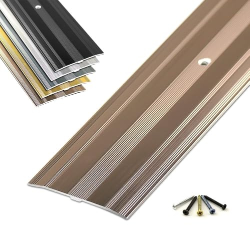 Baguette de sol plate en métal - 270 cm de long - Joint pour revêtements de sol - Bande de transition noire durable - Idéal pour les transitions en douceur et une finition sans couture.