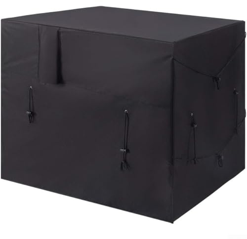 YobiLife Weather Pro Housse pour équipement d'extérieur 210D Oxford imperméable avec revêtement argenté pour pompes à chaleur, climatiseurs, chauffages de piscine, noir élégant, léger, 100 x 85 x 78