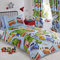 Wende-Bettwäsche-Set für Kinder, Jungen, Dampflokomotive, Eisenbahn, Blau / Grün