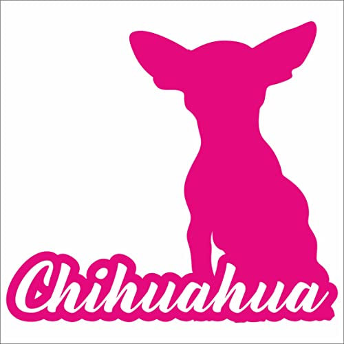 JINTORA - Autoaufkleber Tuning - Auto Aufkleber - Chihuahua mit Name Techichi - 108x99 mm -Auto Sticker Bus Fenster Heckscheibe Camper wetterfest Outdoor Sticker Auto Deko LKW Tuning - pink