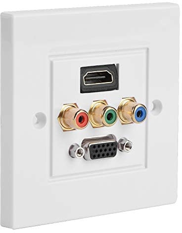 VBESTLIFE Prise Murale HDMI VGA 3 en 1 Prise Électrique Audio-Vidéo Intégrée pour Une Connexion Pratique