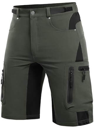 Cycorld Kurze Hosen Herren, Wanderhose Atmungsaktiv mit 6 Taschen Leichte Schneltrocknen Fahrradhose MTB Hose Radlerhose Manner Kurz Cargo Bermuda Shorts Treking Outdoorhose Sommer(Grün,XL)