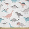 ABAKUHAUS Dinosaurier Microfaser Stoff als Meterware, Kinder Cartoon Prähistorisch, DIY Bastler Stoff für Dekorationszwecke, 10M (230x1000cm), Mehrfarbig