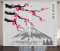 ABAKUHAUS japanisch Rustikaler Vorhang, Fujiyama Kirschblüten, Wohnzimmer Universalband Gardinen mit Schlaufen und Haken, 280 x 175 cm, Magenta Grau