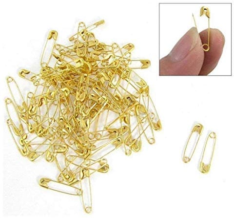TOSSPER 100 Kleine Tiny Gold Metal Stahl Mini-Sicherheitsnadel 2cm 20mm