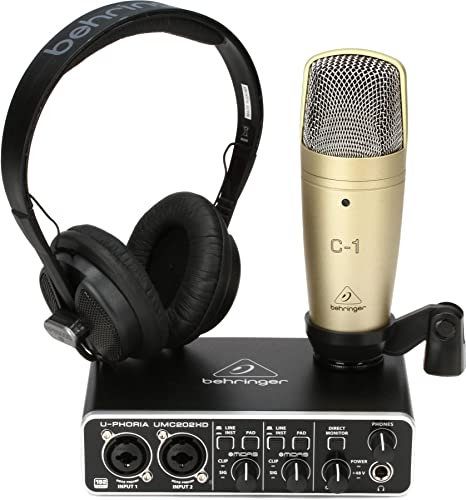 Behringer U-PHORIA STUDIO PRO Complete Recording Bundle with High Definition USB Audio Interface, Condenser Microphone, Studio Headphones and More