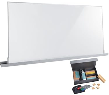 SIGEL Meet up Whiteboard Set 90x180 cm | MUB05, 1x mobiles Whiteboard 90x180cm Rahmen silber, 1x Wandschiene, 1x Starterset (Marker, Magnete, Reinigungsmittel)