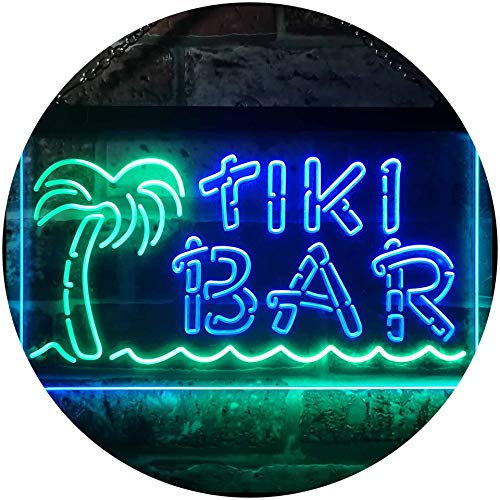 ADVPRO Tiki Bar Palm Tree Dual Color LED Barlicht Neonlicht Lichtwerbung Neon Sign Grün & blau 600 x 400mm st6s64-i3138-gb