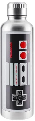 Bouteille d'Eau Métal NES Nintendo - Cadeau Rétro Gaming Officiel, Acier Inoxydable pour Boissons Chaudes & Froides 400ml
