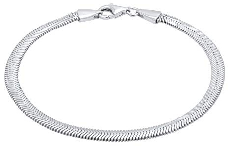Kuzzoi Silber-Armband Herren 4 mm aus massivem 925 Silber Flaches | Herringbone Herrenarmband für den Mann handgefertigt Breite