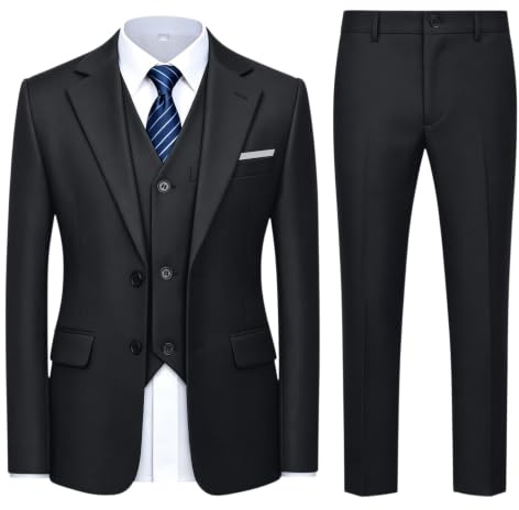 Boys Suits 5 Piece Slim Fit Suit for Kids Formal Ring Bearer Suits | 4-teiliges Set aus Weste und Hose mit Hemd und Krawatte, Smoking-Anzüge für Kinder, verstellbare Taille, für Hochzeit