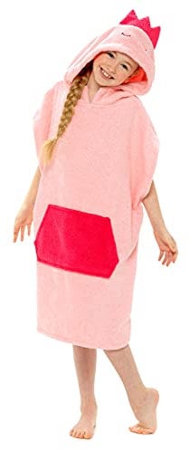 CityComfort Kapuzen Handtuch Poncho Für Kinder Bademantel Zum Wechseln Mit Taschen | Badeponcho Aus 100% Baumwolle | Ideal Für Ferien, Schwimmen, Surfen, Strand, Bad (3-5 Jahre, Rosa Prinzessin)