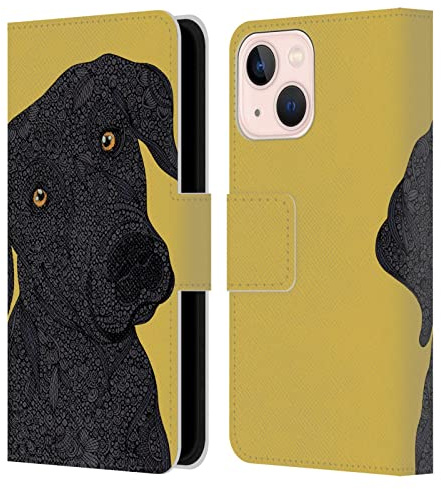 Head Case Designs Officially Licensed Valentina Black Labrador Dogs Leather Wallet Case Compatible With Apple iPhone 13 Mini