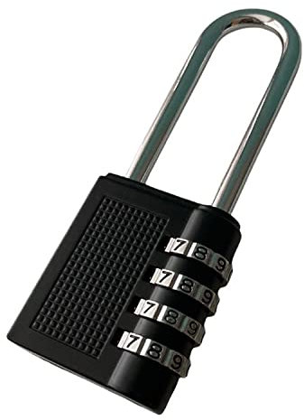 Padlock Long Shackle 4 Digit Combination Lock Security Home - Black